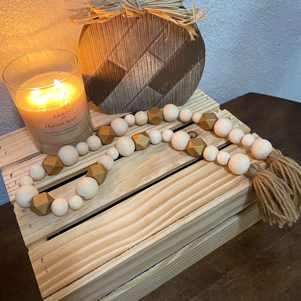 Wood Bead Garland (Metallic Gold)